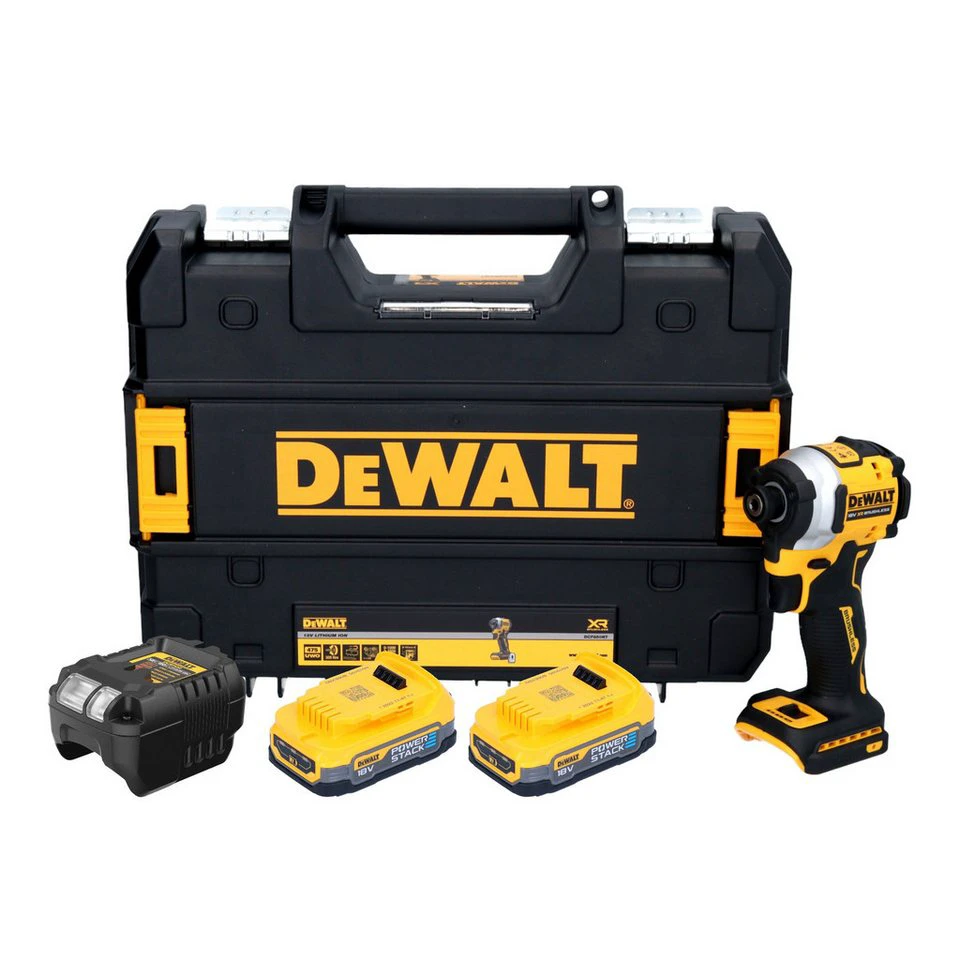DeWalt Akku-Schlagschrauber DCF 850 E2T 18 V 205 Nm 1/4" 2x Powerstack Akku 1,7 Ah Lader TSTAK