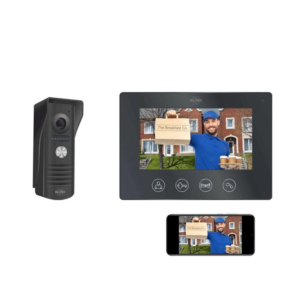 Elro Video-Türsprechanlage DV50-P1M1 innen außen 2-tlg. Bildschirm Türklingel 7 Zoll App
