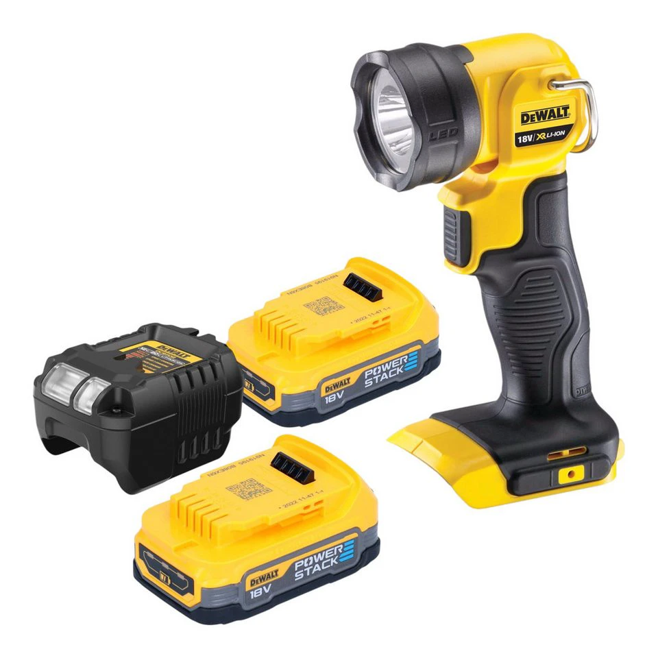 DeWalt Baustrahler DCL 040 E2 18 V 110 lm 2x Powerstack Akku 1,7 Ah Ladegerät