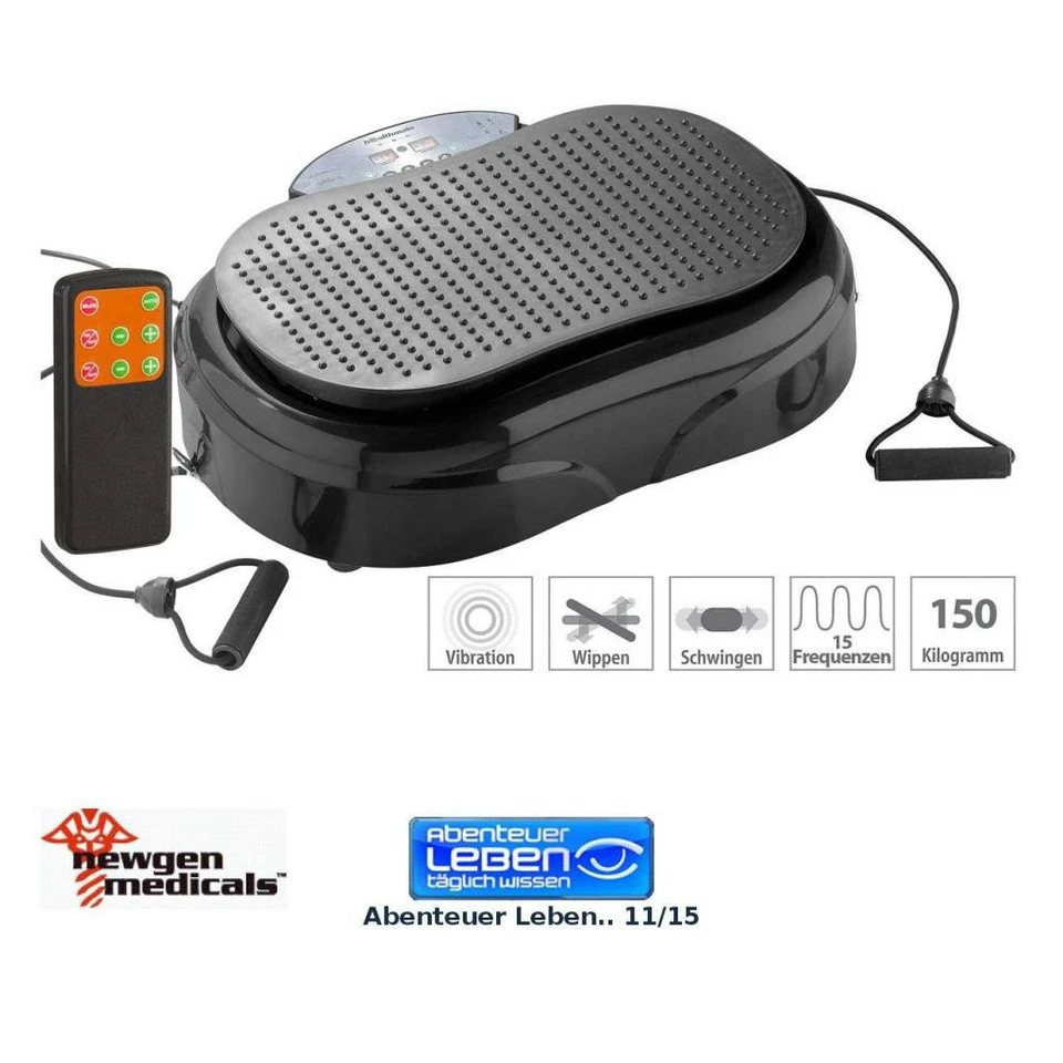 Newgen Medicals Rüttelplatte 3in1 Vibrationsplatte mit Expander 56 x 32 cm