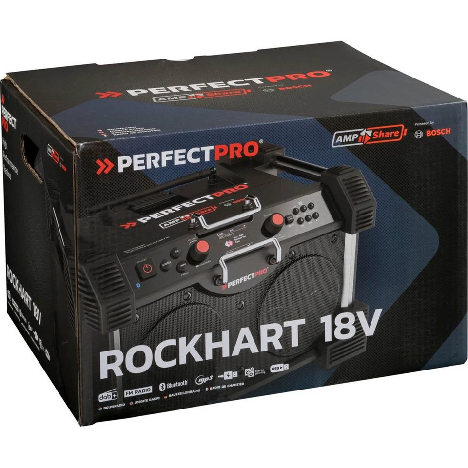 PerfectPro ROCKHART Baustellenradio 18V AMPShare Akkusystem 2 x 30 Watt