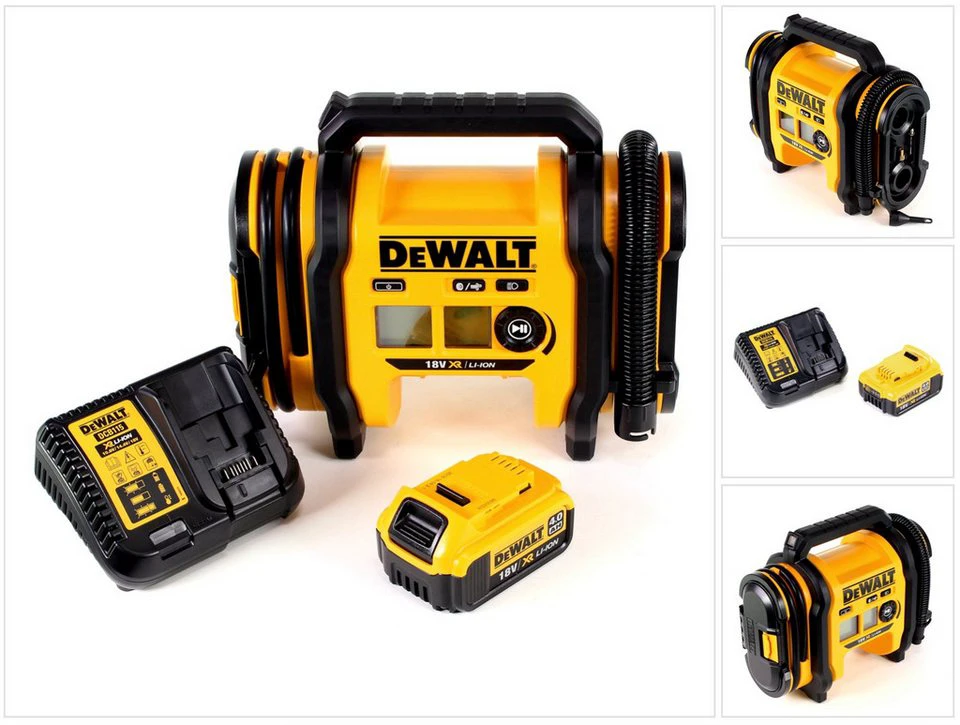 DeWalt Akku-Handkompressor DCC 018 N 18V 11bar KFZ 4,0Ah Akku Ladegerät