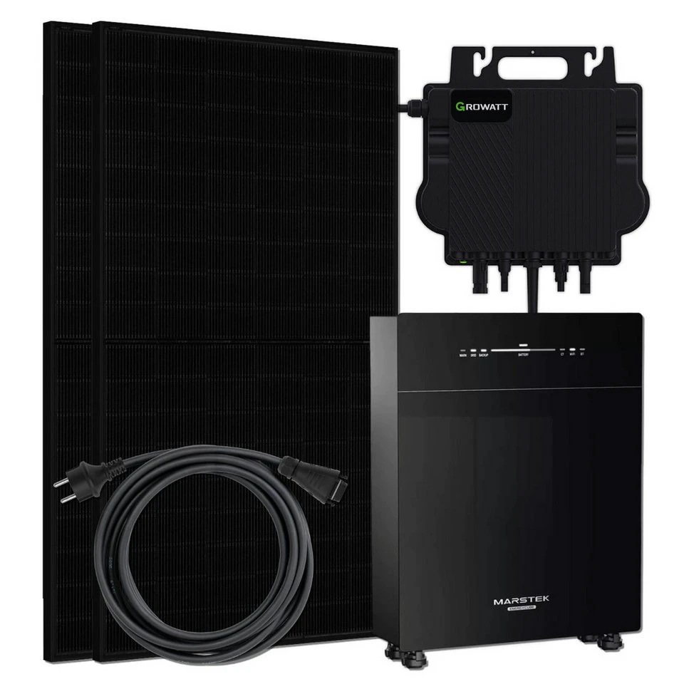 Marstek Solaranlage 880W Balkonkraftwerk Venus-C Speicher 2,56kWh Growatt NEO 800W