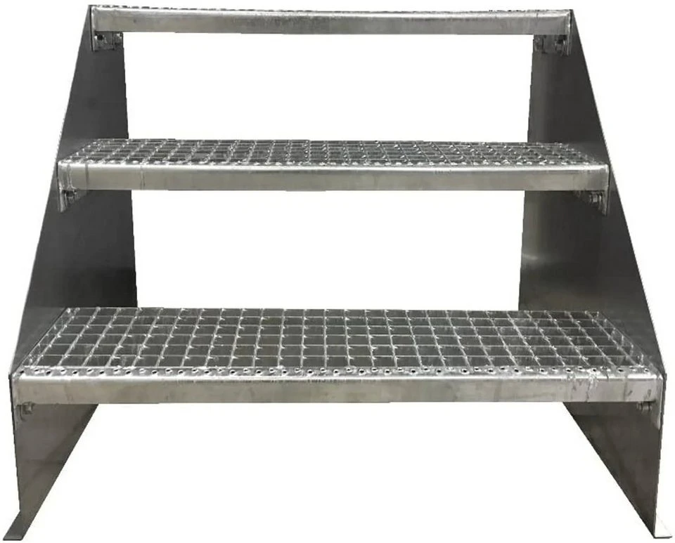 SRM Design Außentreppe 3 Stufen Standtreppe freistehend 90 cm 63 cm verzinkt