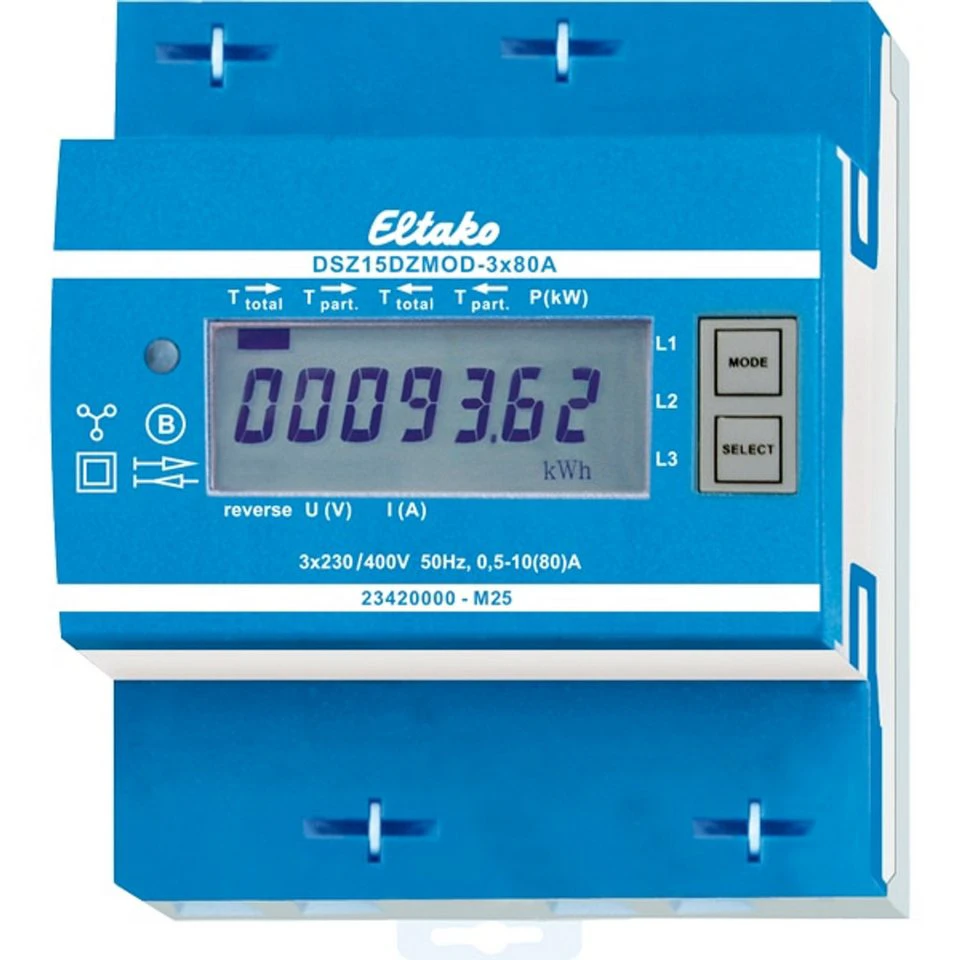 Eltako Zweiweg-Drehstromzähler Modbus DSZ15DZMOD 3x80A DIN-EN 60715 TH35 RS485