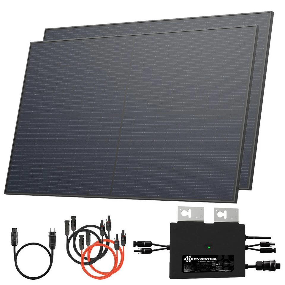 Solarway Balkonkraftwerk 1000W Komplettset mit 2 x 500Wp JaSolar Solarmodulen Envertech Wechselrichter