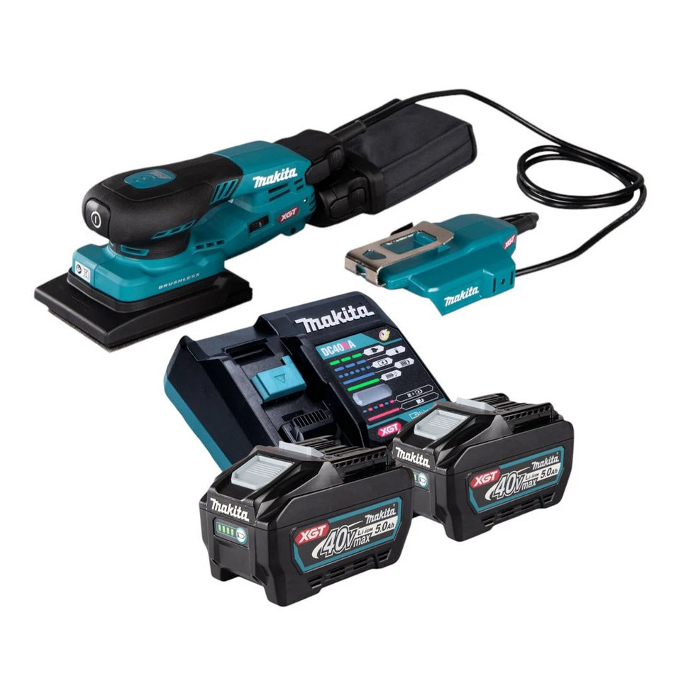 Makita Akku-Schwingschleifer BO005CG 40 V max 80 x 130 mm 3 mm Hub 2x 5 Ah Akku Ladegerät