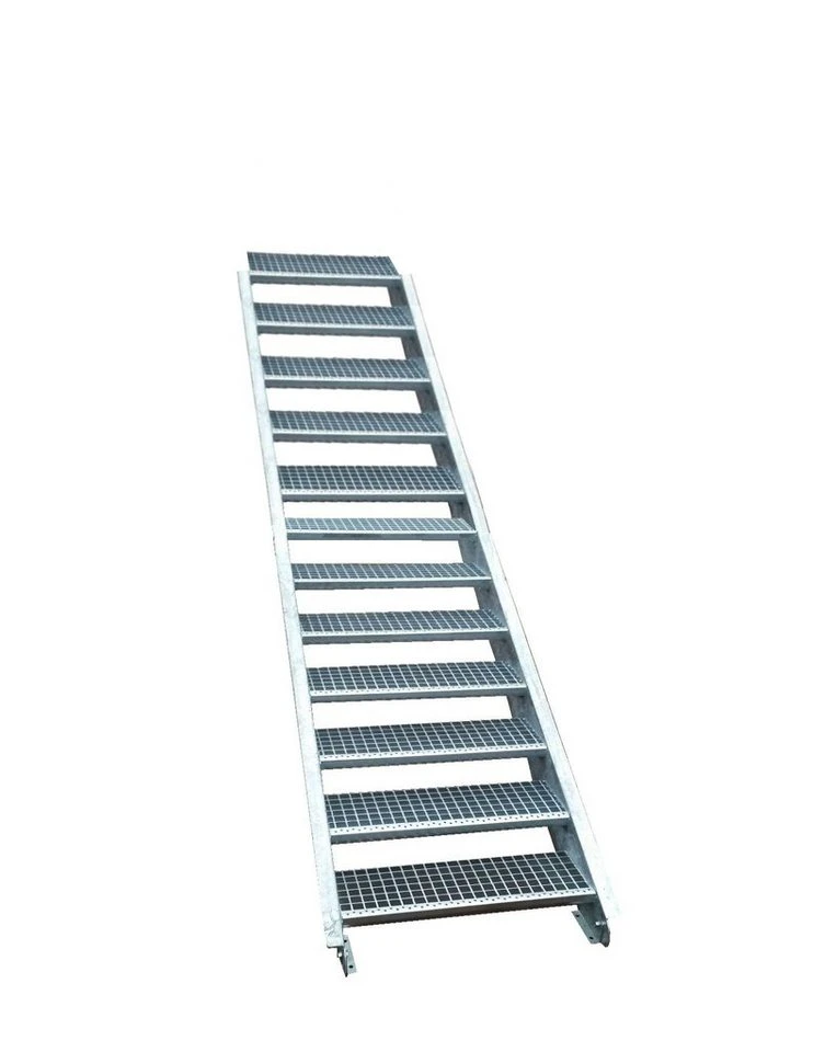 SRM Design Außentreppe 12 Stufen Stahltreppe 90 cm 180-240 cm verzinkt