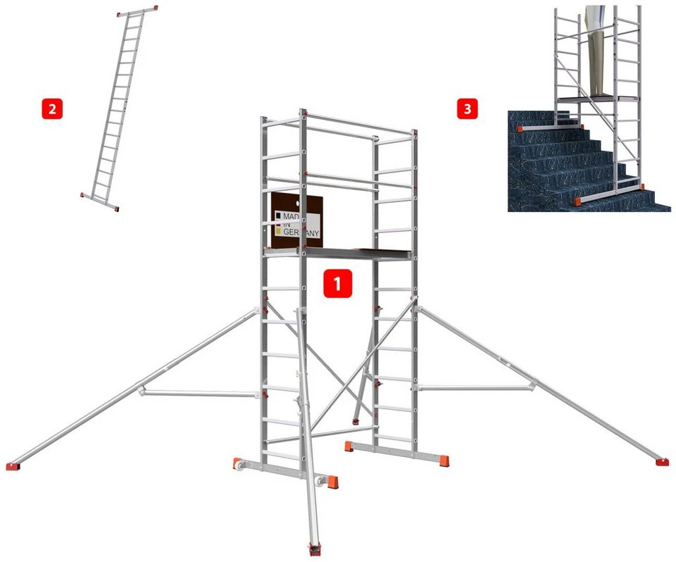 ALTEC AluCombine® 4.0 Fahrgerüst Aluminium 2 Bockrollen Dreieckausleger Arbeitshöhe 4m