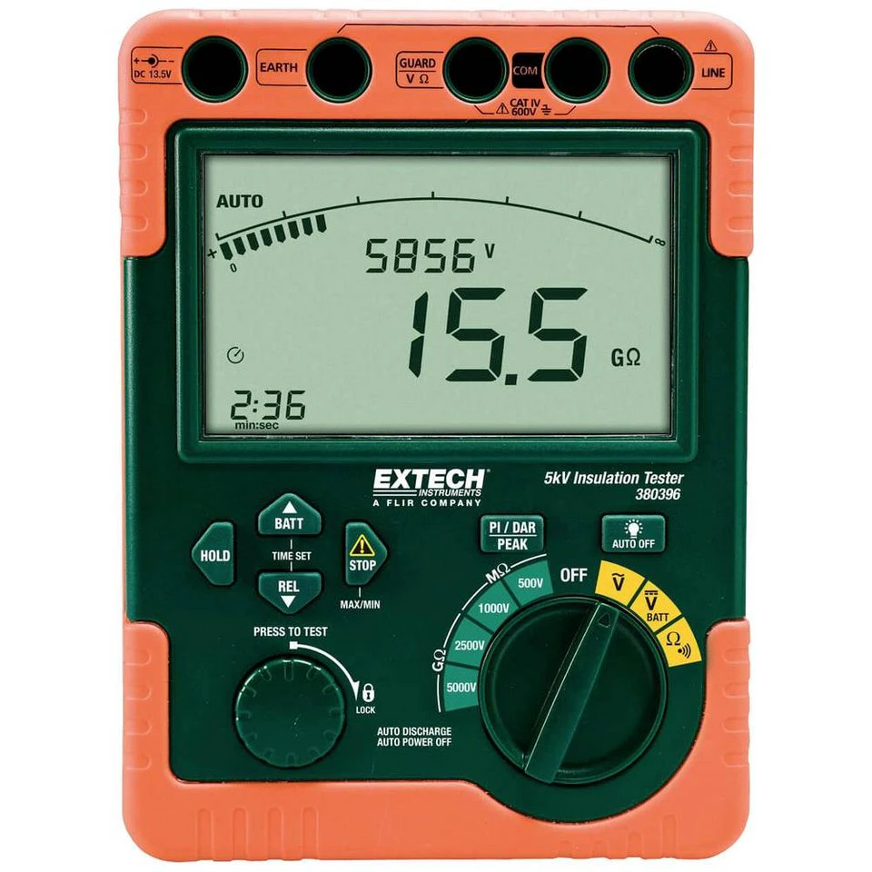 Extech Digitaler Hochspannungsisolationstester 380396 bis 60 GΩ 500 V 1000 V 2500 V 5000 V