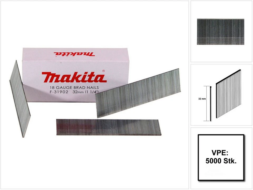 Makita Stauchkopfnagel Brads F-31902 32 mm galvanisiert 5000 Stück