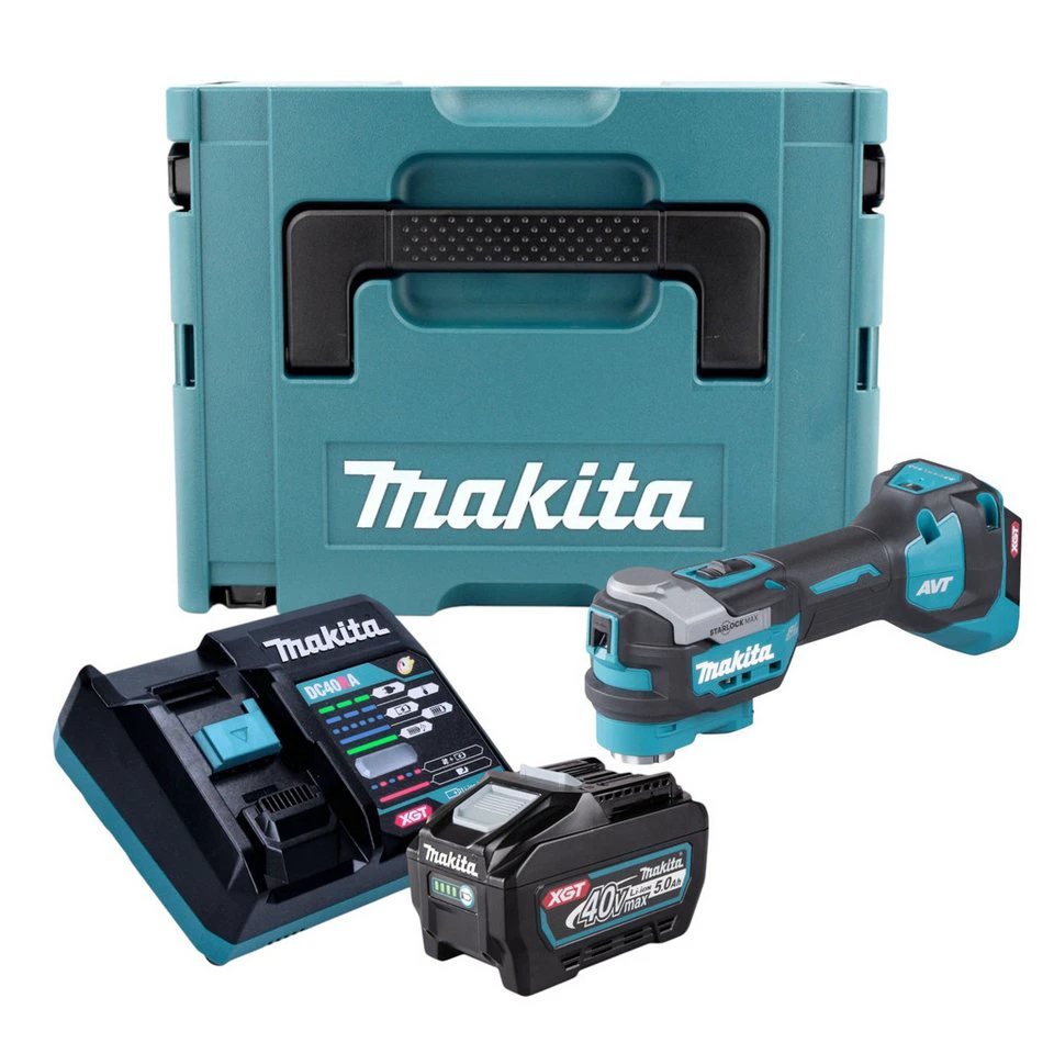 Makita Akku-Multifunktionswerkzeug TM 001 GT101 40 V max. Starlock Max mit Akku 5,0 Ah Lader Makpac