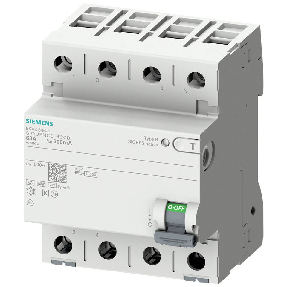 SIEMENS FI-Schutzschalter 5SV3344-4 Typ B 4-polig 40 A 30 mA