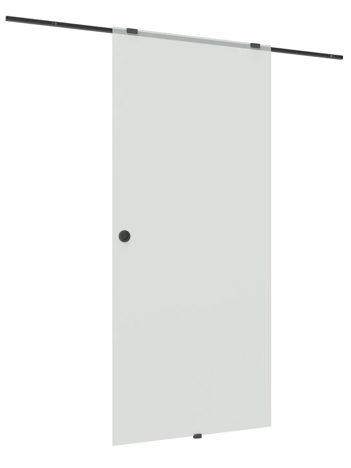 AQUABATOS Glasschiebetür 900 x 2040 x 8 mm ESG vollflächig satiniert Aluminium Schwarz-matt