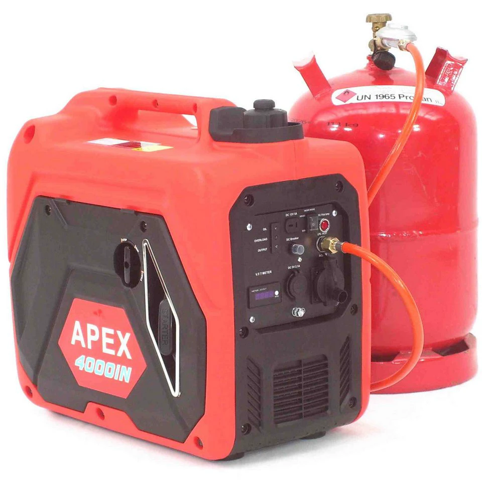 Apex Stromerzeuger 4000 Gas Benzin Dual-Fuel Inverter 3800 W 149,3 cm³