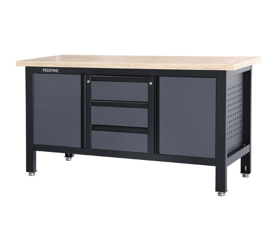 FEISTOS Werkbank Heros 2 mit Lochwand Anthrazit Schwarz 169x60x87 cm