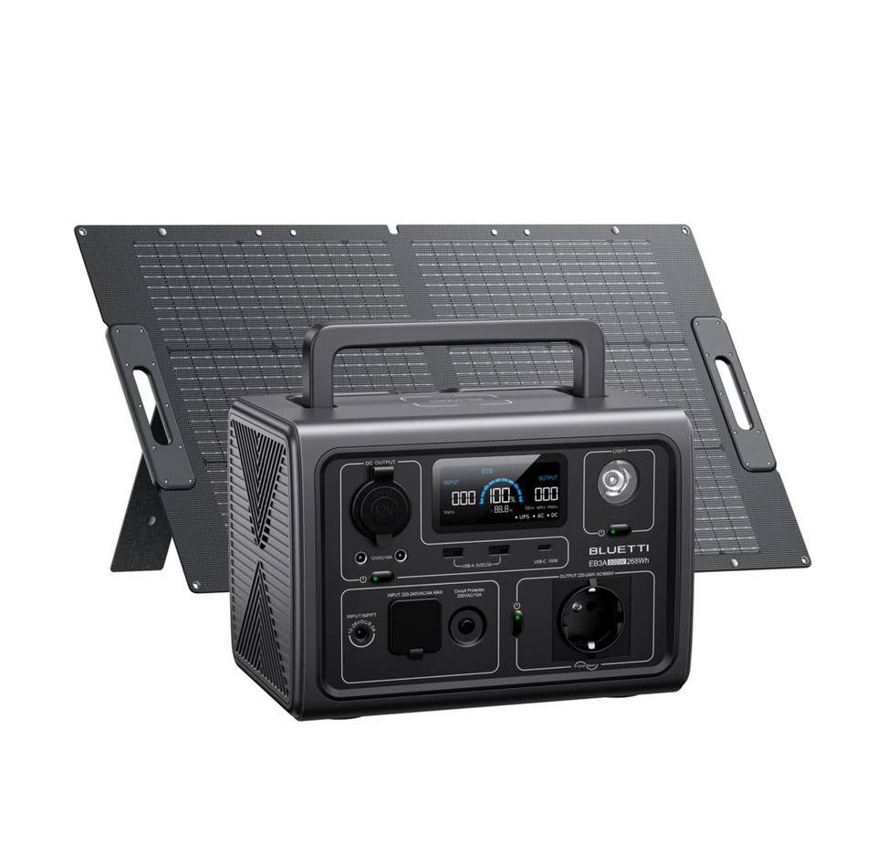 BLUETTI Solar Generator Kit EB3A 268Wh LiFePO4 600W mit 120W Solarpanel