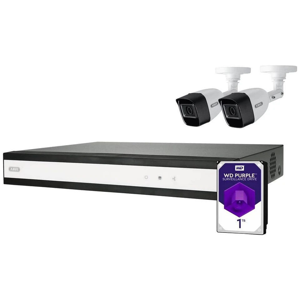 ABUS Überwachungskamera Komplett-Set Hybrid-Videorekorder 2 mit IR-LEDs