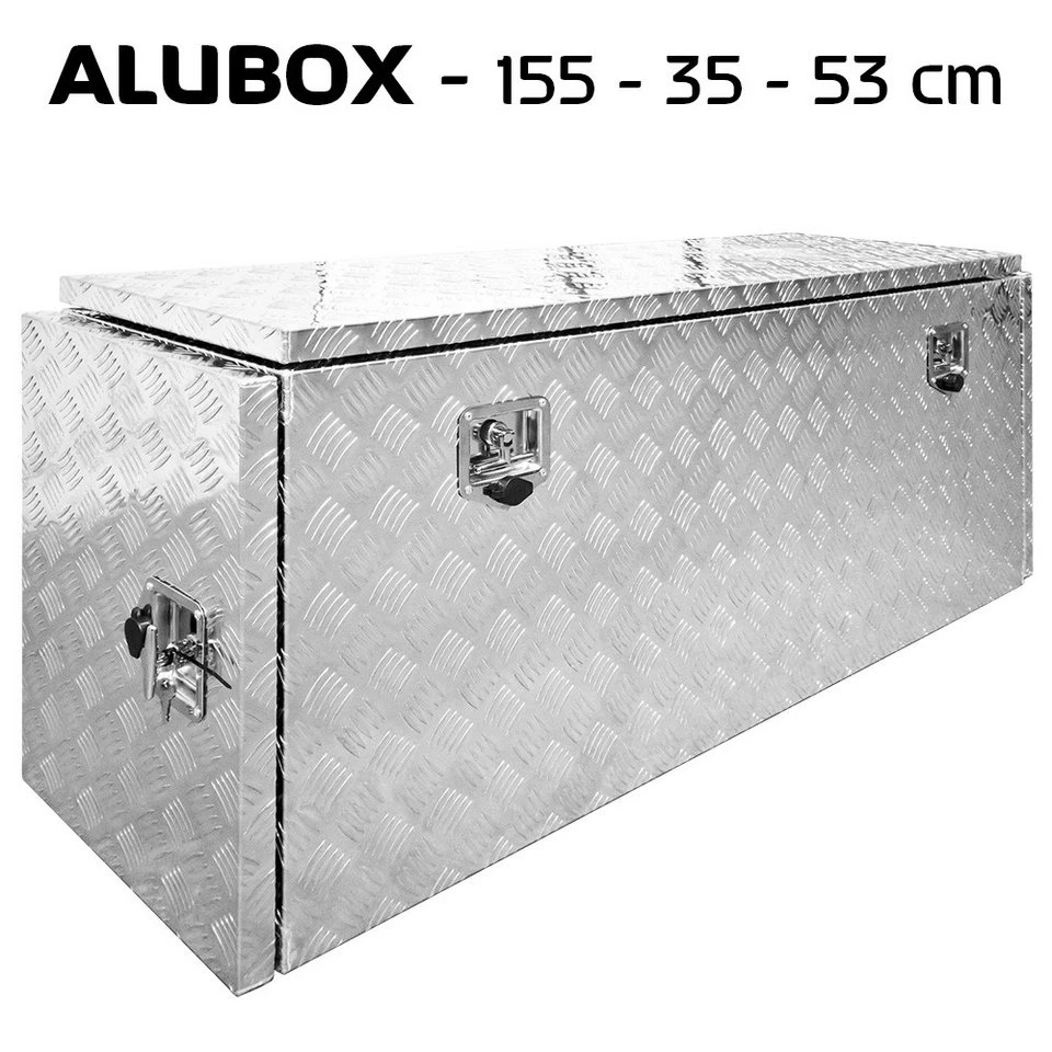 Trucky Anhänger-Deichselbox Aluminium 155 x 35 x 53 cm 2 Gasdruckdämpfer