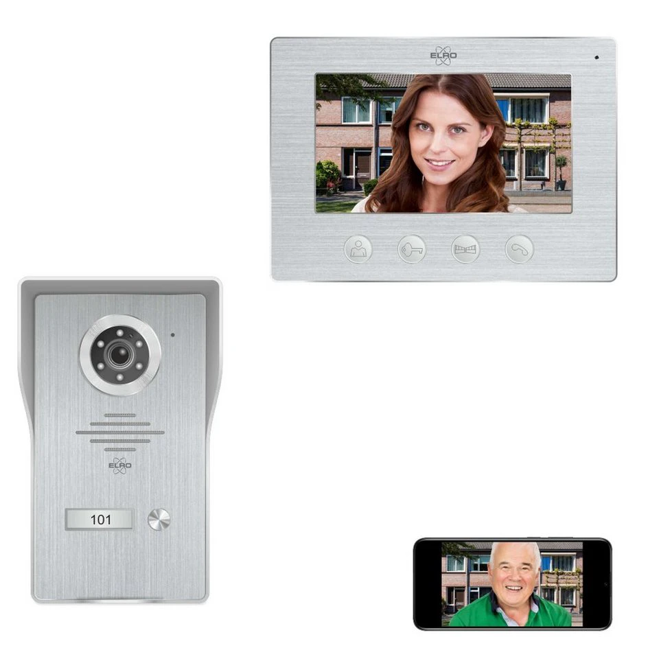ELRO Video-Türsprechanlage DV477IP mit App 7-Zoll-Farbmonitor Vollmetall