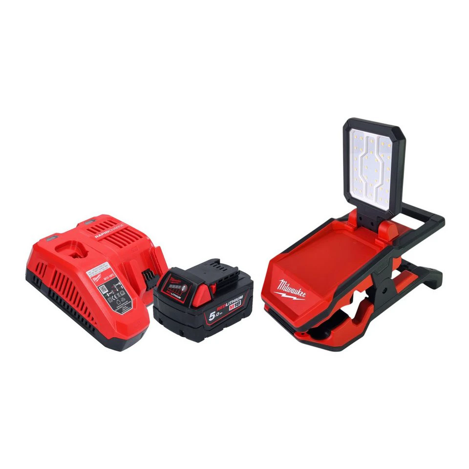 Milwaukee M18 PAL2-0 Akku-Leuchte 18 V 2000 lm IP20 mit 5,0 Ah Akku Ladegerät