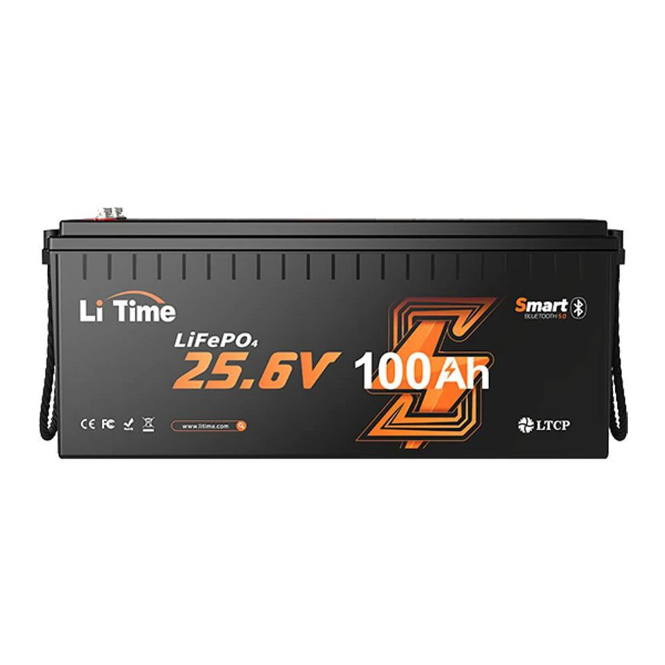 LiTime LiFePO4 Lithium Batterie 24V 100Ah mit Bluetooth BMS 2560Wh IP65