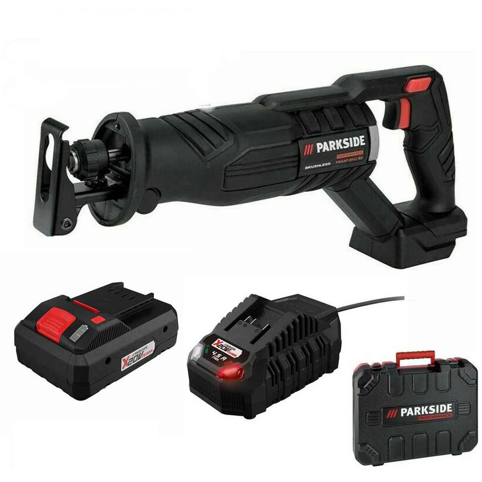 PARKSIDE PERFORMANCE® Akku-Säbelsäge PSSAP 20 X 20V Team Brushless 20 V mit Akku 4.0 Ah Schnell-Ladegerät 4,5A