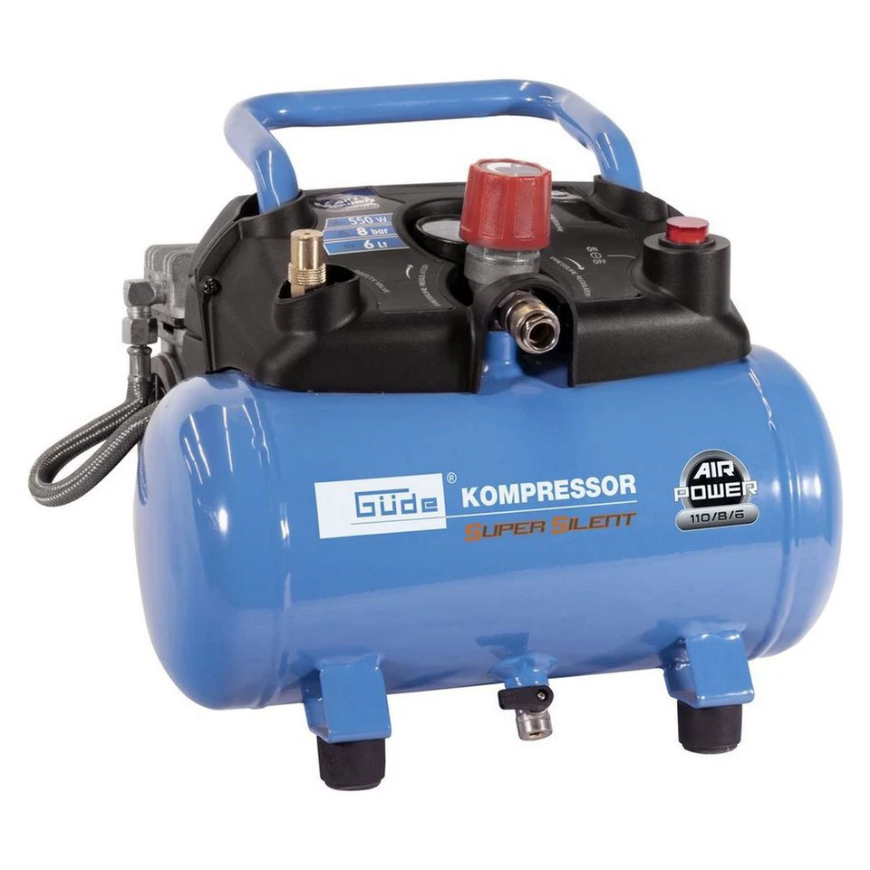 Güde Kompressor Airpower 110/8/6 SILENT 550 W 8 bar 6 l Komplett-Set