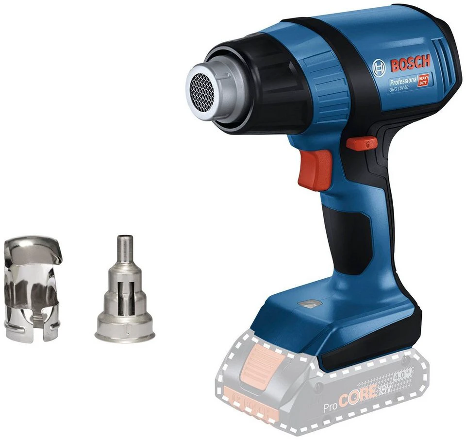 Bosch Professional Akku-Heißluftgebläse GHG 18V-50 C bis 500 °C Set ohne Akku und Ladegerät