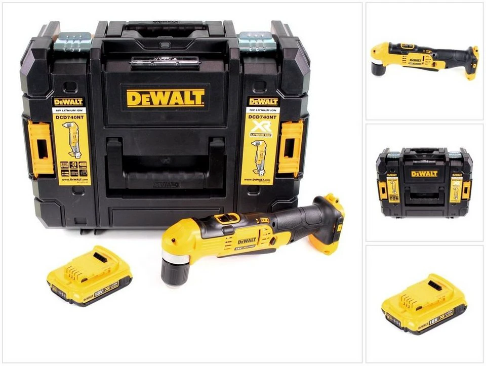 DeWalt Winkelbohrmaschine DCD 740 NT 18 V 33 Nm 2,0 Ah Akku TSTAK