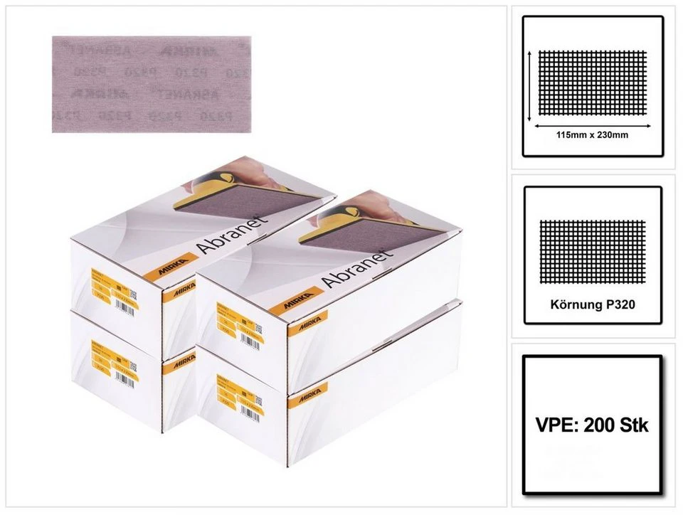 Mirka ABRANET Schleifstreifen Grip 115x230mm P320 200 Stk. 5411205032