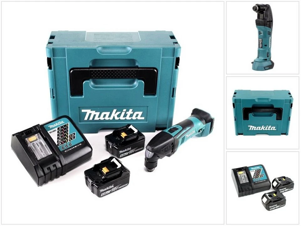 Makita DTM 50 Akku-Multifunktionswerkzeug 18V Li-Ion mit 2x BL 1850 B 5,0 Ah Makpac