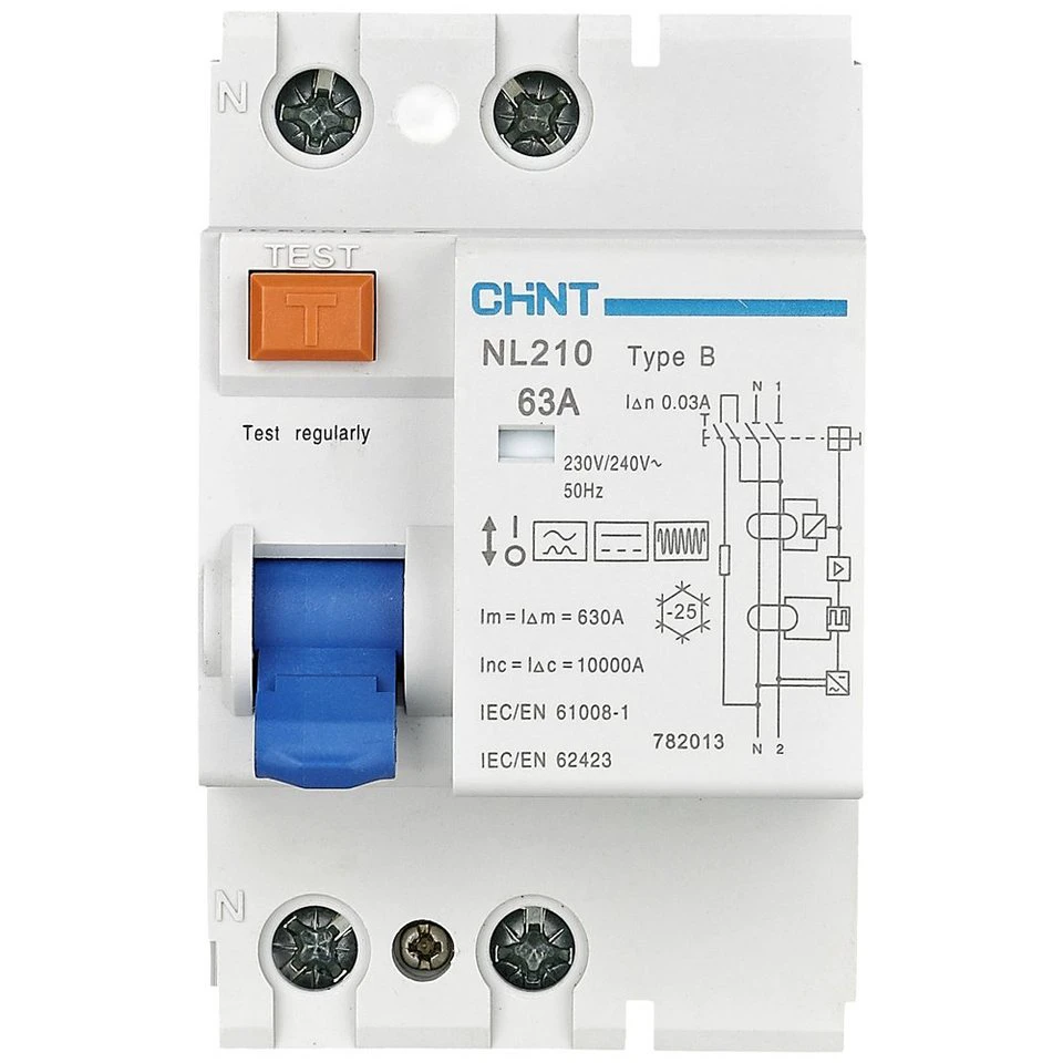 CHINT FI-Schutzschalter NL210 1PN 63A 30mA Typ B 10kA 1p
