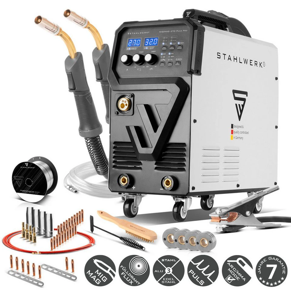 STAHLWERK Schweißgerät MIG 270 Puls Pro Alu-Paket 4-in-1 30 - 270 A