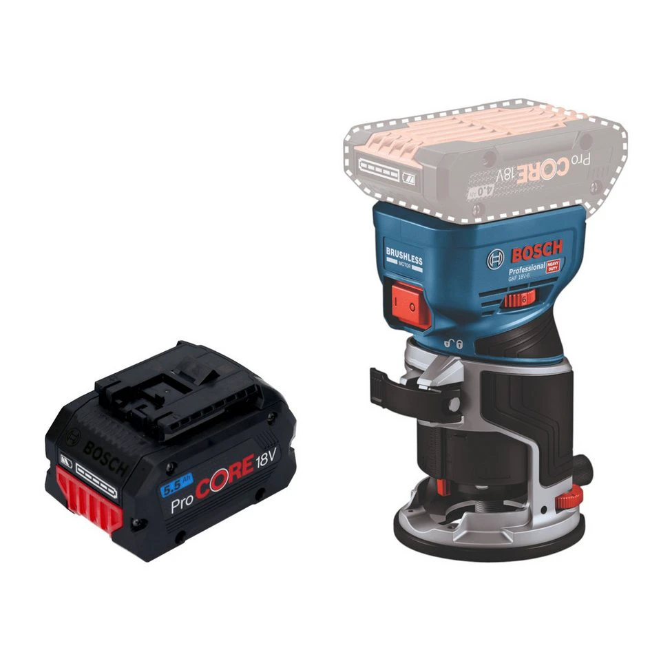 Bosch Professional GKF 18V-8 Professional Akku-Kantenfräse 18 V ProCORE 5,5 Ah ohne Ladegerät