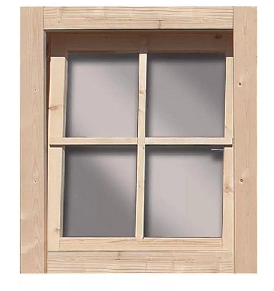 Karibu Fenster Gartenhaus Dreh-/Kippfenster 28 mm Echtglas Naturbelassen nordische Fichte 1 Stück
