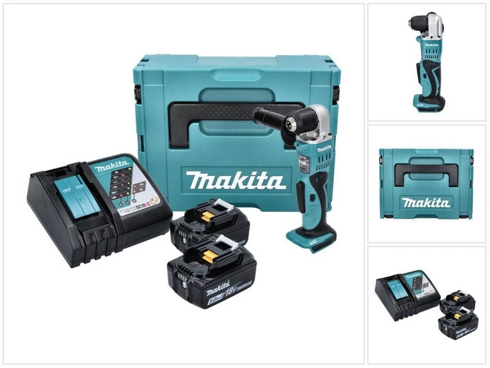 Makita DDA 351 Akku-Winkelbohrmaschine 18 V 13,5 Nm 2x Akku 5,0 Ah