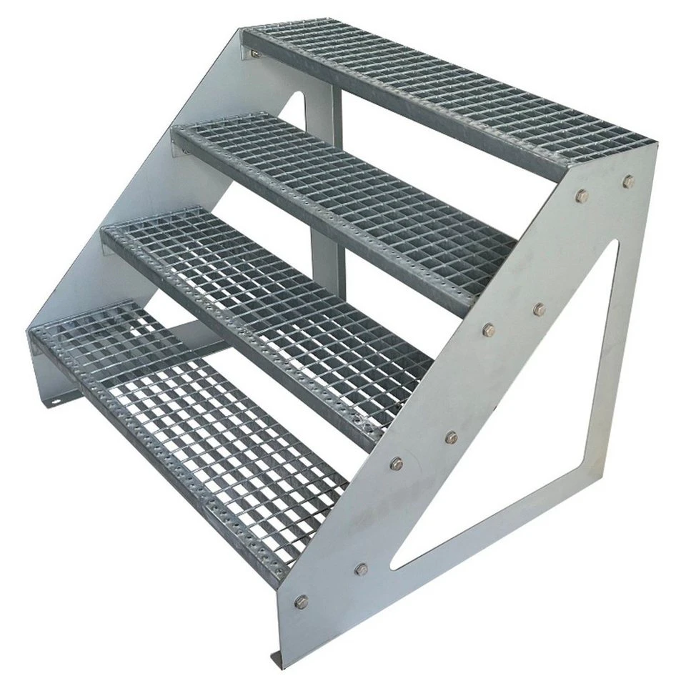 Kaminbau Mierzwa Außentreppe Premium feuerverzinkt 4 Stufen 76 cm 60 cm Gitterrost