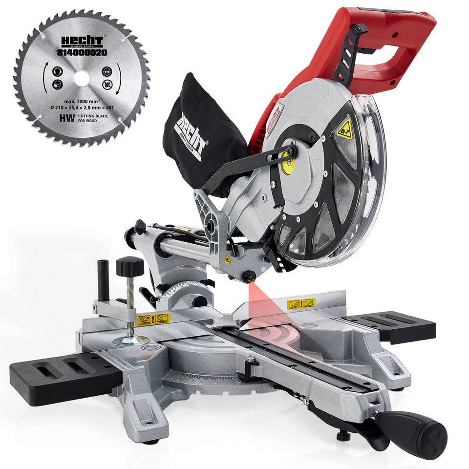 Hecht Zug-, Kapp- und Gehrungssäge 828 1800 W 4900 U/min 210 mm Hartmetall-Sägeblatt