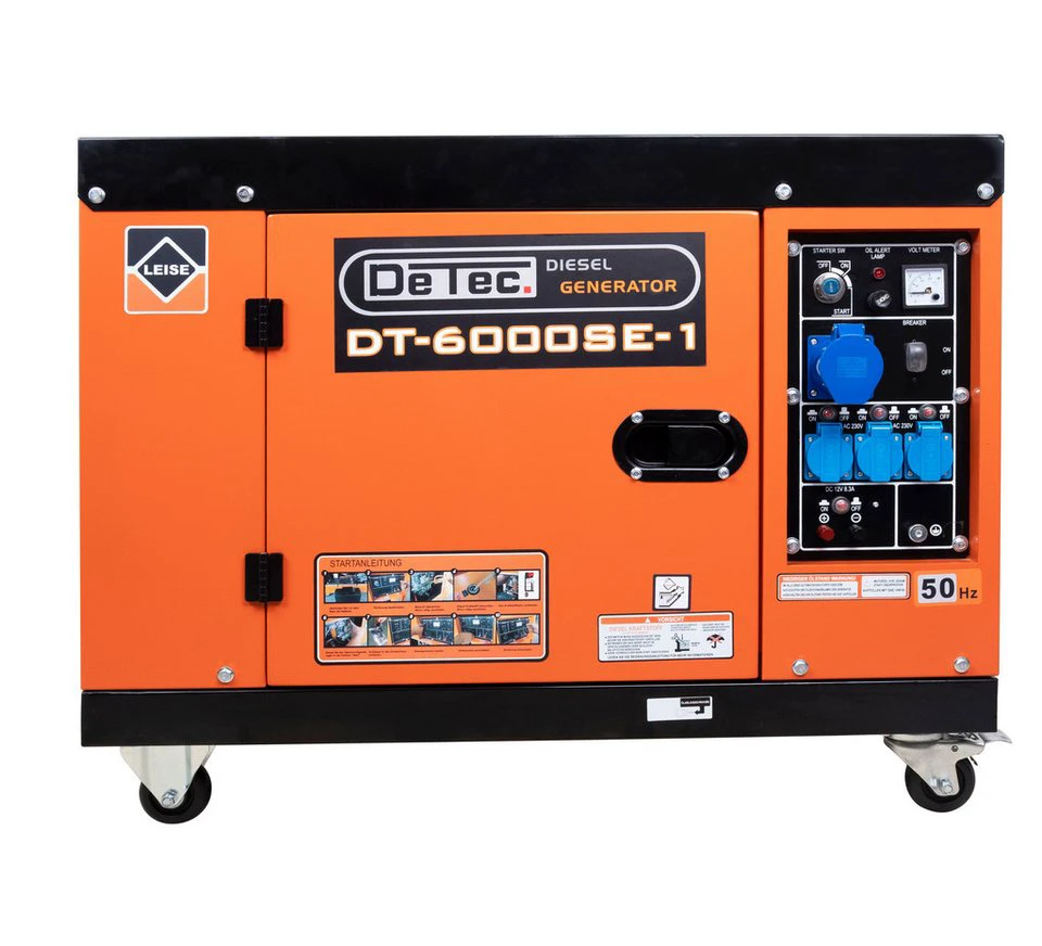 DeTec Stromgenerator DT-6000SE-1 Diesel 5500W 1-Phasen mit E-Start schallgedämmt