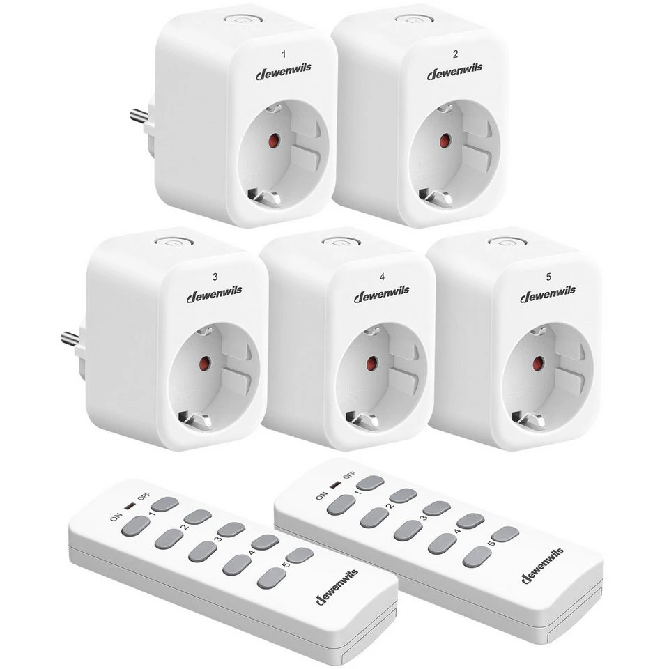 DEWENWILS Funksteckdose mit Fernbedienung 5-St. max. 2300 W 30 m Reichweite