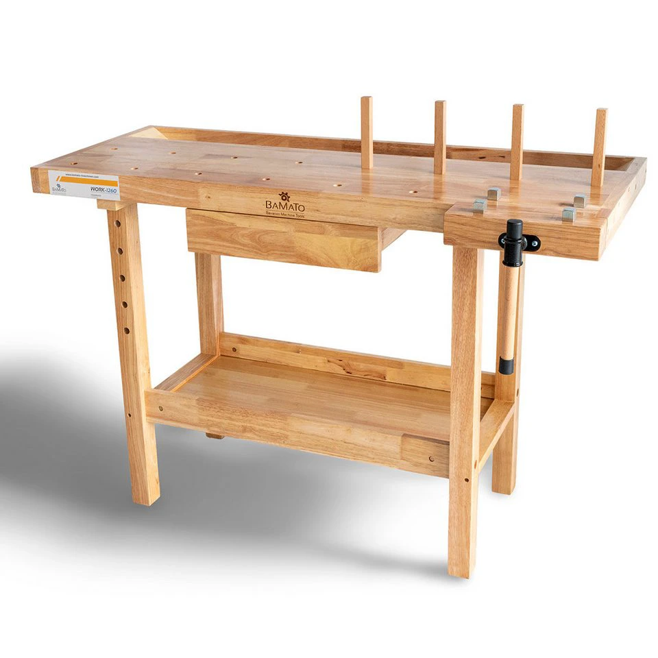 BAMATO Hobelbank WORK-1260 Massivholz 1 Spannzange 8 Bankhaken