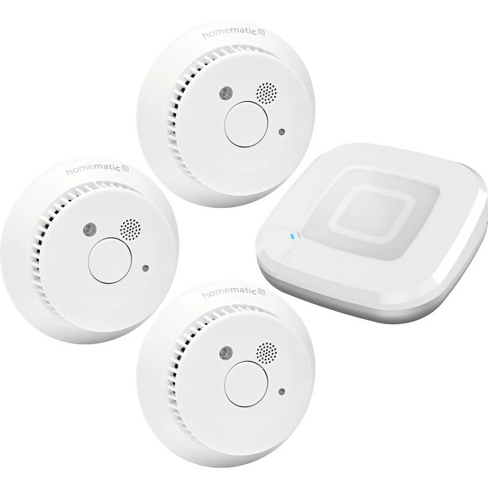 Homematic IP Starterset Rauchwarnmelder 3 Räume Rauch- und Hitzewarnmelder