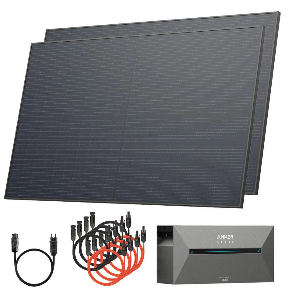 Solarway Balkonkraftwerk mit Speicher 1000 Wp 800 Watt 1,6 kWh Anker SOLIX Solarbank 2 E1600 Pro