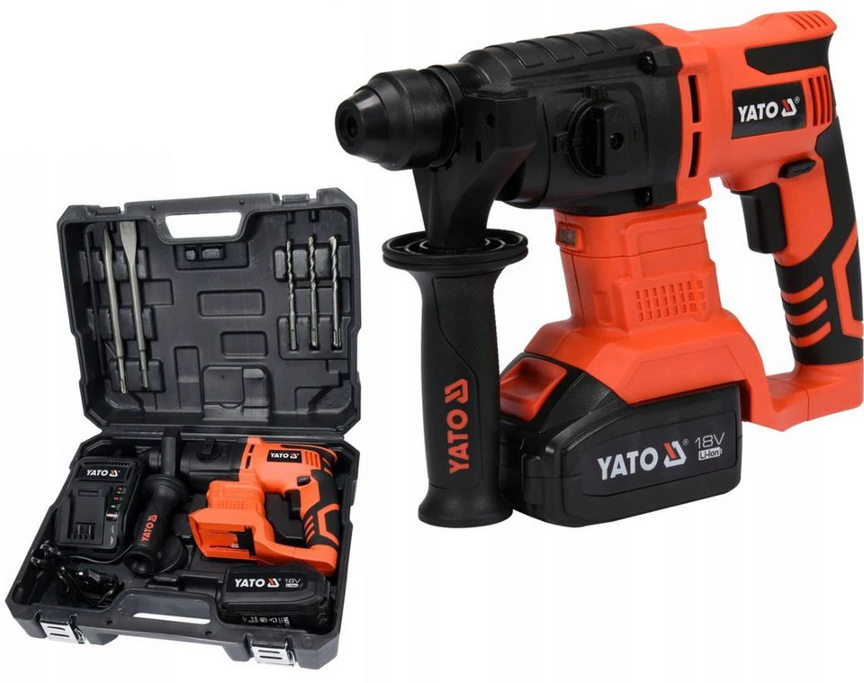Yato Akku-Bohrhammer 18 V SDS-plus mit Meißelfunktion 3 Ah Akku Ladegerät