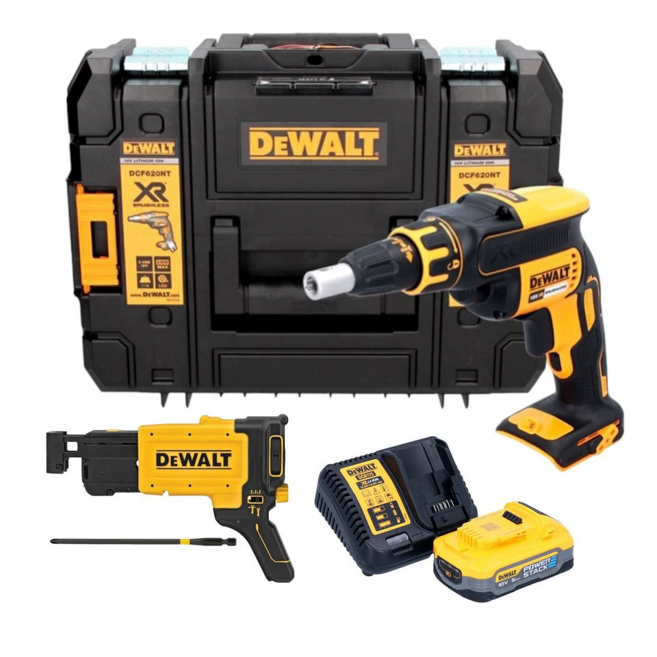 DeWalt Akku-Magazinschrauber DCF 620 H1T 18 V 30 Nm Powerstack Akku 5,0 Ah Ladegerät TSTAK