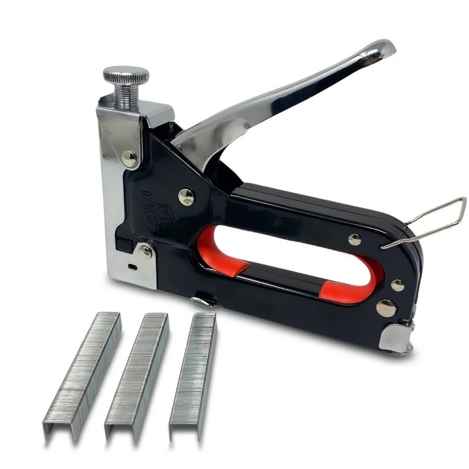 H-basics Handtacker Schwerlast Tackerpistole mit regulierbarer Schusskraft und 300 Klammern
