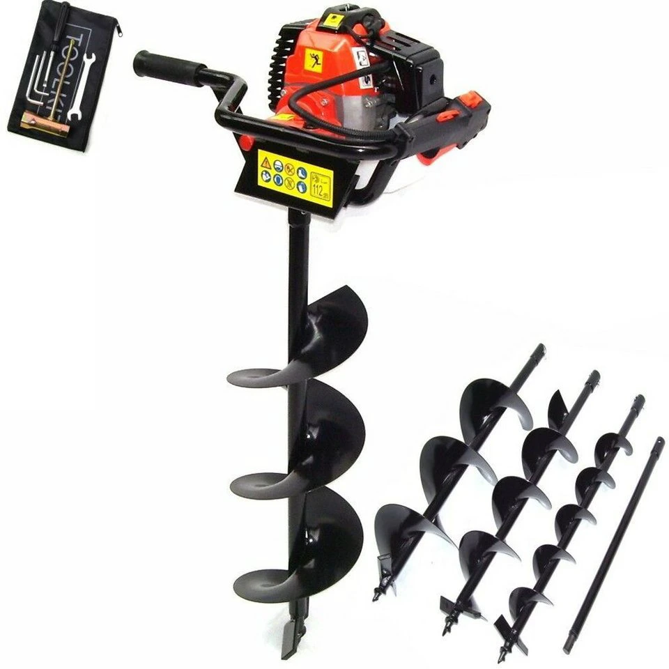 Apex Erdbohrer 55445 Benzin 3 PS G-520 52 ccm mit 100 150 200 mm Bohrern