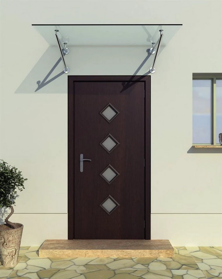 BuyLando.Shop Glasvordach Glaswerk Westfalen 140x90 cm Klarglas Edelstahlhalter