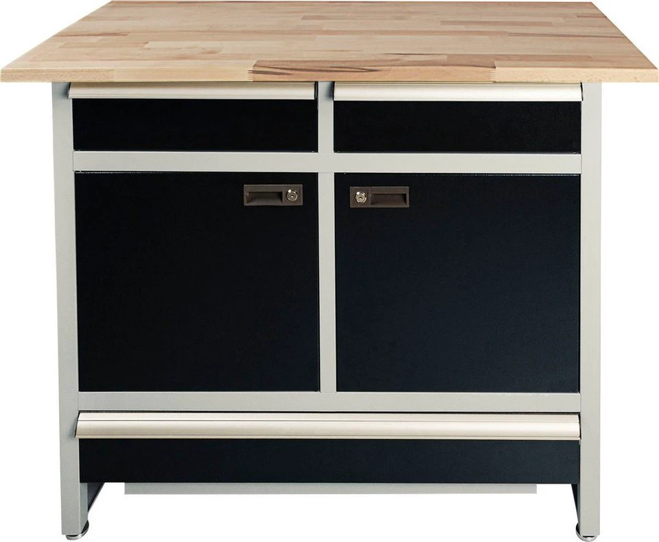 ONDIS24 Werkbank PRO Oskar 120 x 60 x 95 cm Buche RAL 7021 7035